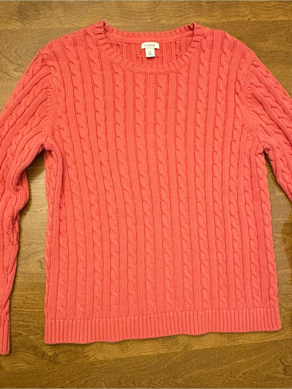 L.L. Bean Coral Cable Crewneck Sweater